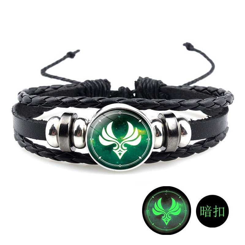 Juego Genshin Impact Visi N Pulsera Ajustable Cuero Pyro Anemo Cyro