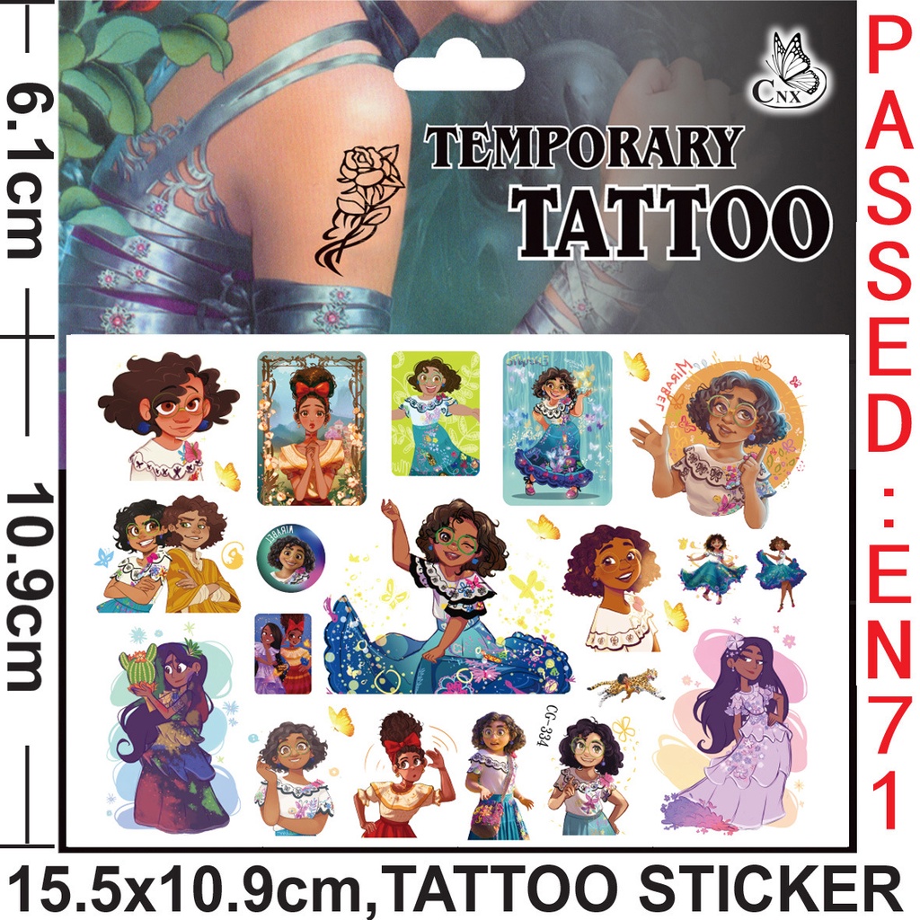 Película De Disney Encanto Tatuaje Pegatinas Impermeable Lindo Mirabel