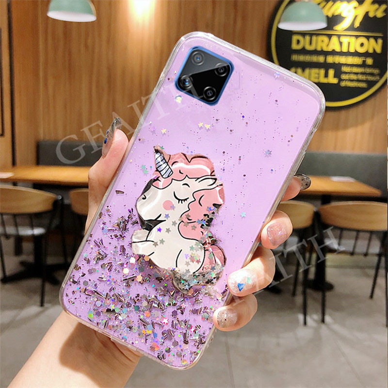 Para Samsung Galaxy A42 5G Cubierta Trasera Lindo Unicornio Glitter