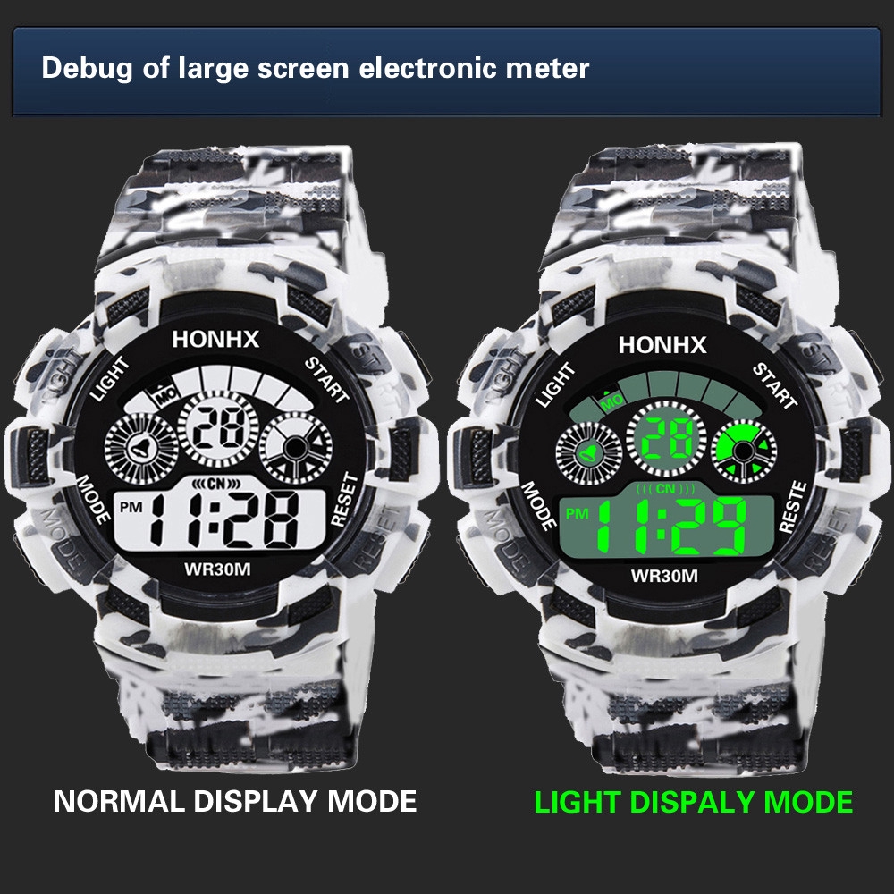 Honhx Hombres Digital Led Alarma Fecha Deportes Reloj De Pulsera