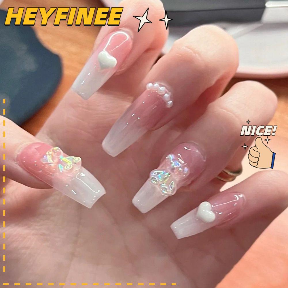 HEYFINEE 24pcs Box Press On Nails Wearable Artificial Nail Tips Coffin