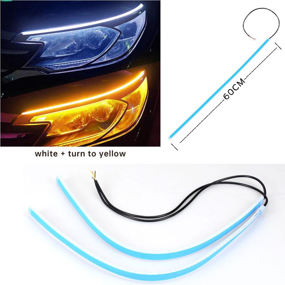 Pcs Led Drl Coche Luz De Circulaci N Diurna Flexible Impermeable Tira