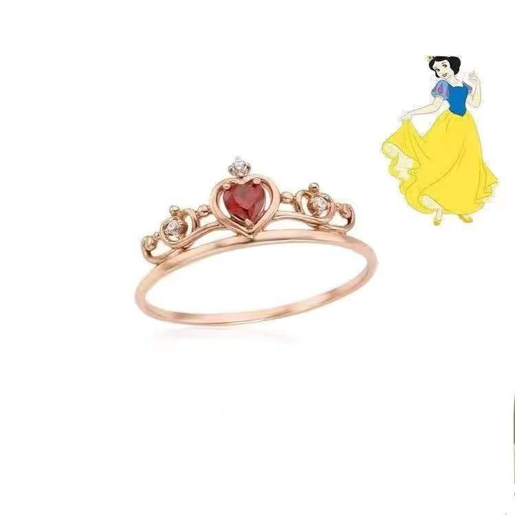 Disney Princesa Anillo De Oro Rosa De 18 Quilates Hao Piedra Incrustada