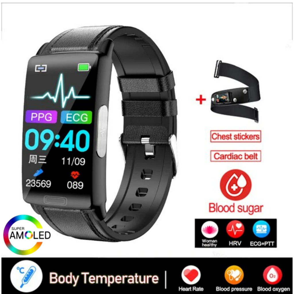 Nuevo E610 Reloj Inteligente Azúcar En La Sangre ECG PPG HRV Presión