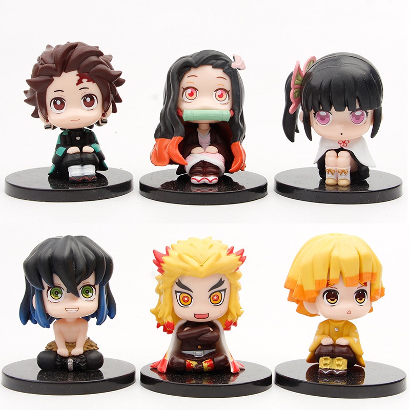 6Pcs Set 6 5cm Anime Demon Slayer Figura Kamado Tanjirou Nezuko