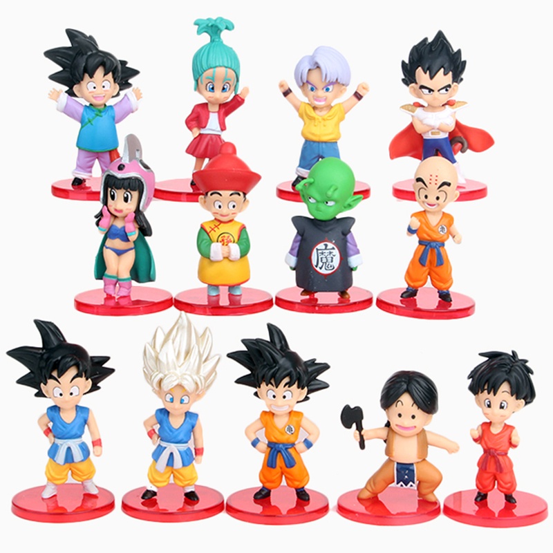 13pc Set Dragon Ball Son Goku Trunks Vegeta Bulma Upa Anime Figuras Dbz