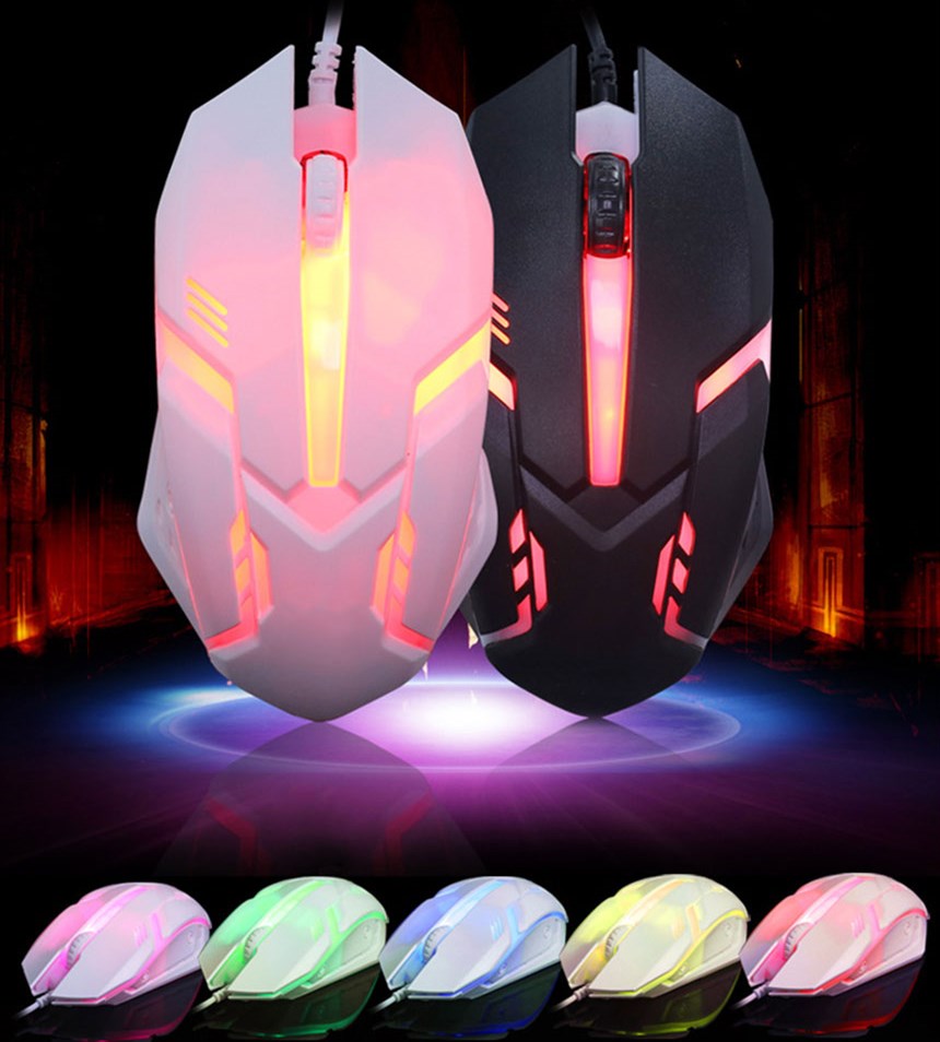 S1 Gaming Mouse 7 Colores Retroiluminación LED USB Ratón Gamer Cable