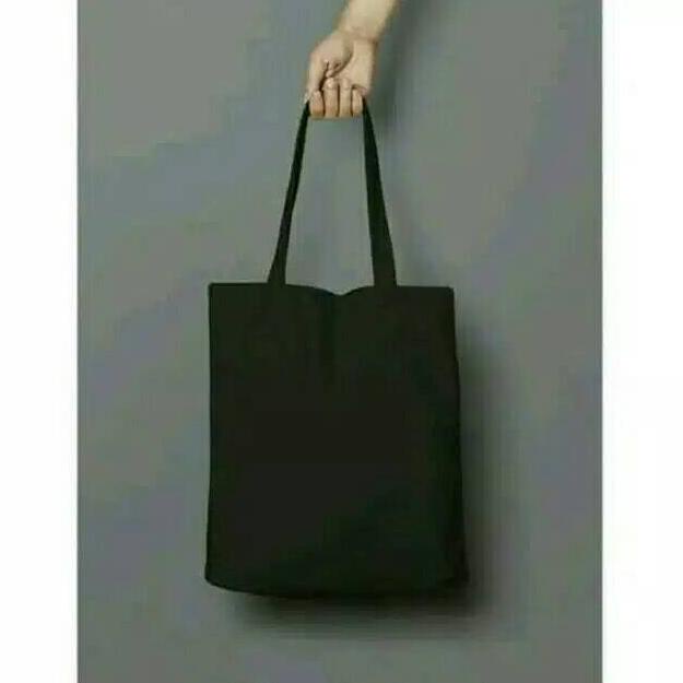 Bolso Tote de lona negra lisa con cremallera código 9400 Shopee