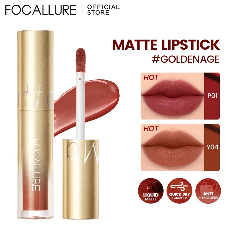 Código T3G9 Focallure GoldenAge Lápiz Labial Líquido Mate De Secado