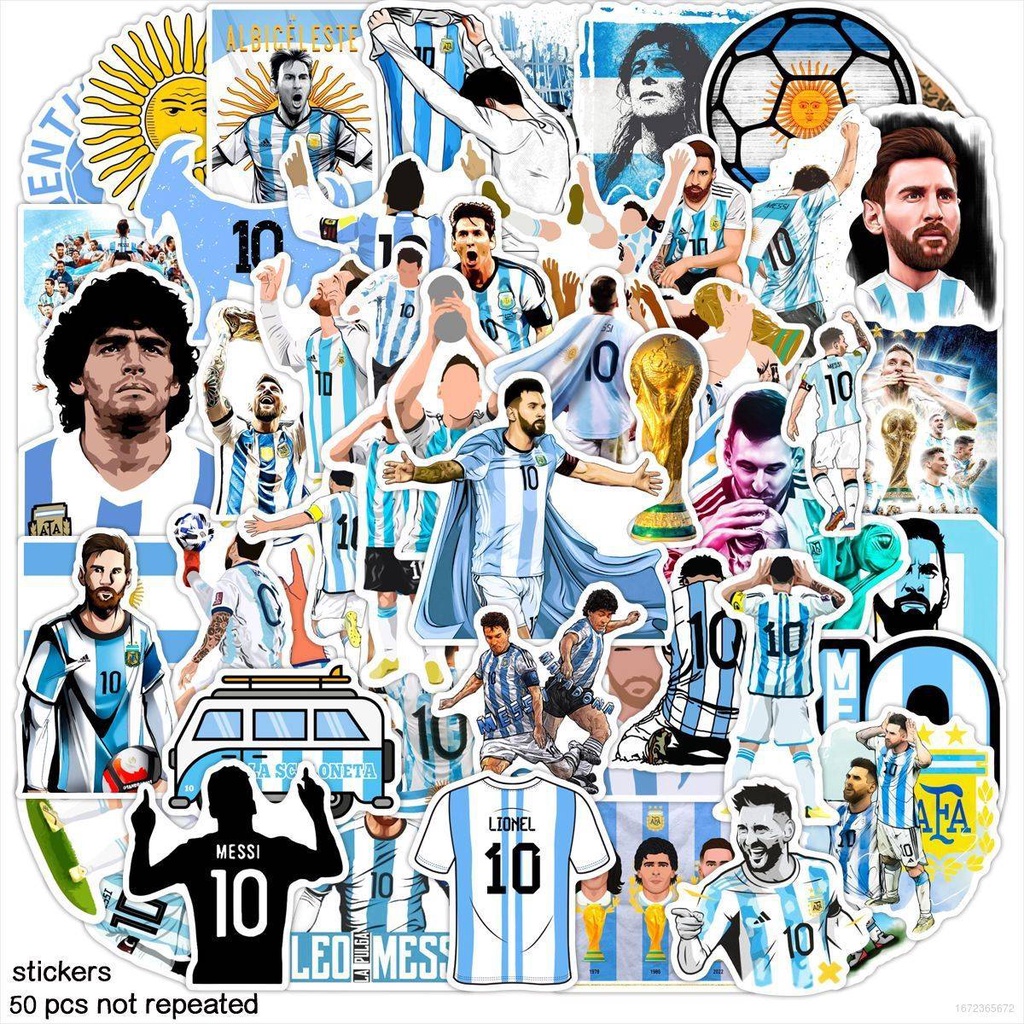 YB2 50PCS Messi Argentina Pegatinas Copa Mundial De La FIFA Qatar 2022