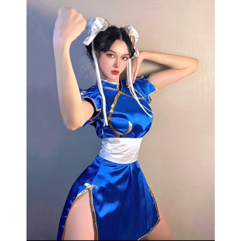 Juego Street Fighter Chun Li Cosplay Disfraz Mujer Y Ni A Vestido De