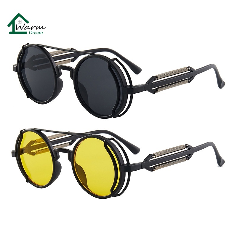 Punk Steampunk Gafas De Sol Retro Hombres Marca Diseñador Redondo De