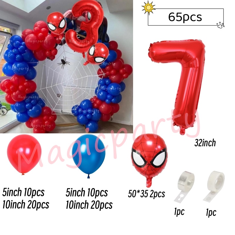 65pcs set Spiderman Guirnalda Arco Kit Rojo 1 9o Número Los Vengadores