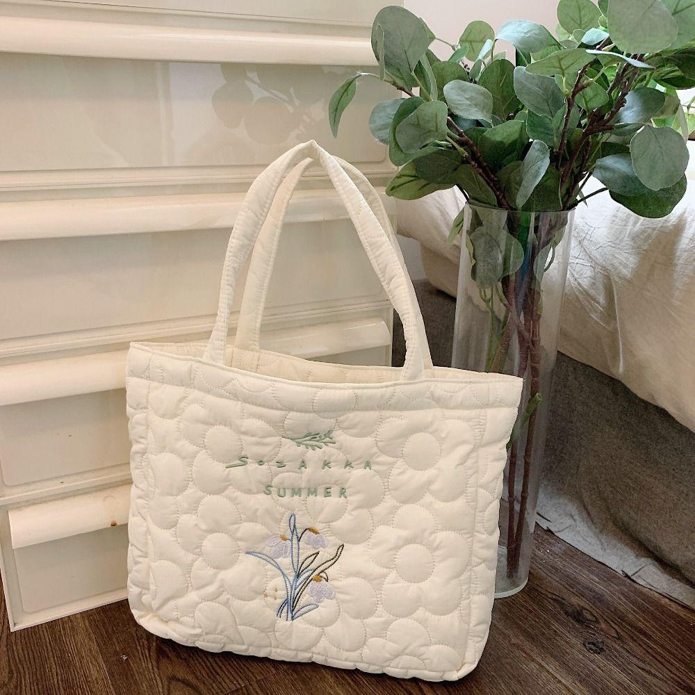 JUNYUE Estilo Coreano Tote Bag Color Sólido INS Fresco Bordado De