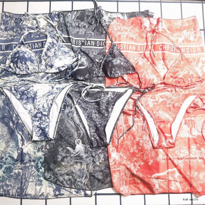 Dior Conjunto De Bikini Y Gasa Traje De Baño De Etiqueta Original Con Etiqueta Y Etiqueta