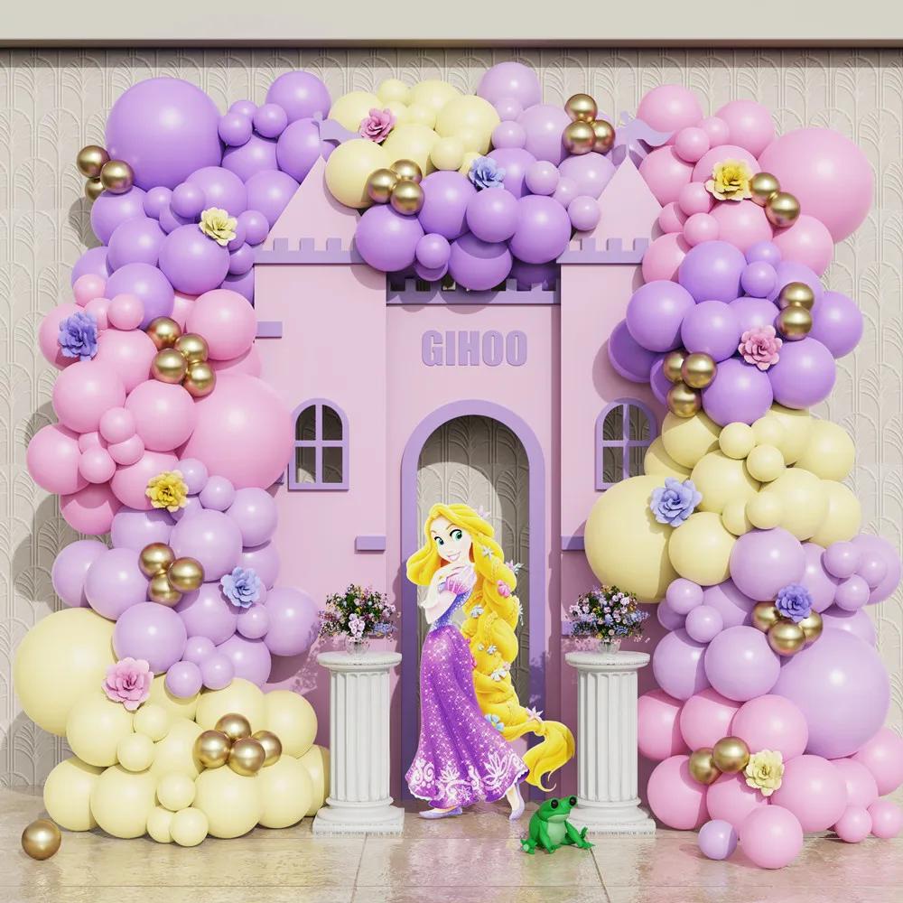 Rapunzel Princesa Globo Guirnalda Arco Kit Rosa Púrpura Globos De