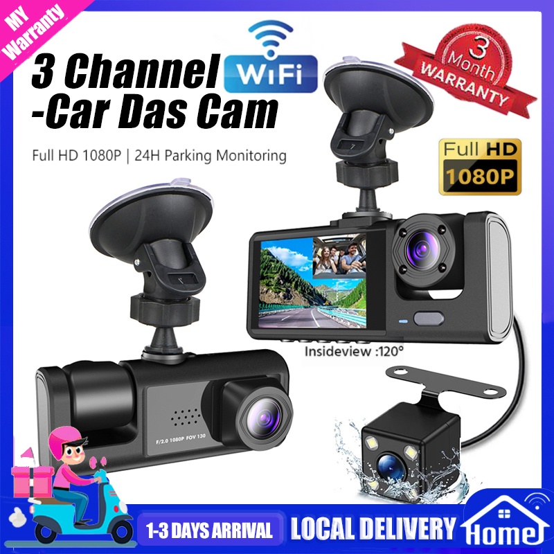 24H RecordCar Dash Cam 3 Lentes Dashcam WiFi Cámara De Coche Delantera