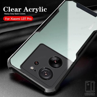 For Xiaomi 13T Pro 5G Case Clear Acrylic TPU Soft Frame Back Cover For