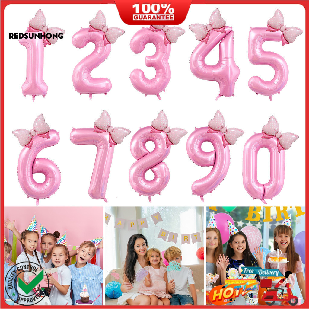 40 Pulgadas Happy Party Balloon Set Número Bowknot Forma Globo De