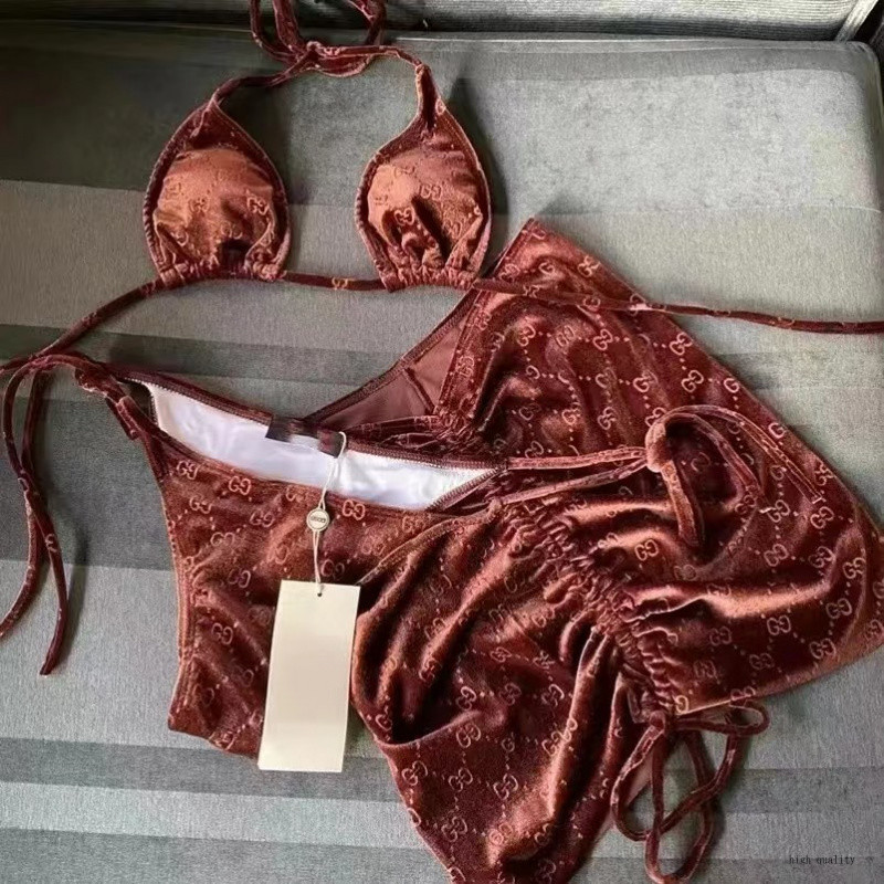 Traje De Baño De Las Mujeres Bikini Sexy Halter De Tres Puntos Dividido