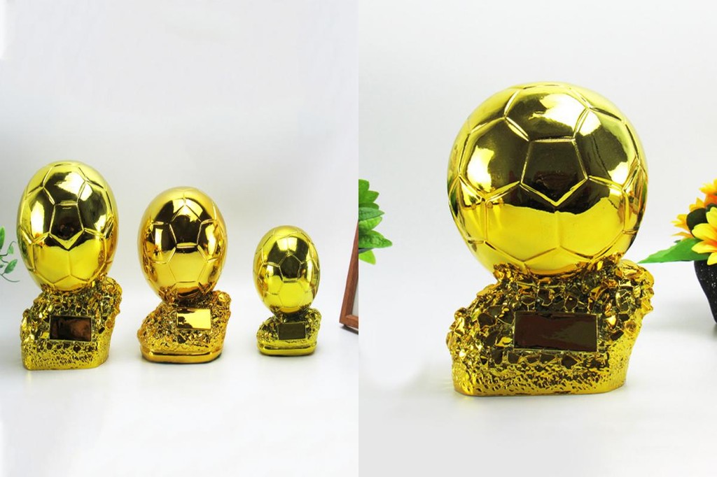 Gold Plated Trophy For Sports Events Golden Ball Football Championship