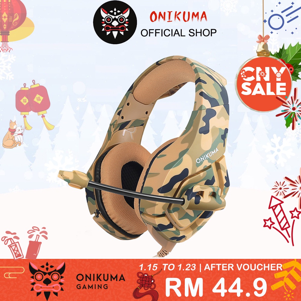 Onikuma K1 Amarillo Camo Casque Pc Stereo Gaming Headset Camuflaje Ps4 Auriculares Con Micrófono