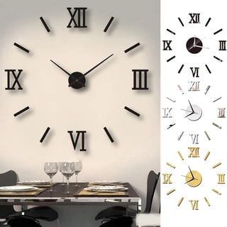 Kit de reloj de pared grande para bricolaje, reloj de pared moderno 3D sin  marco con calcomanías de número de espejo para decoración del hogar, sala