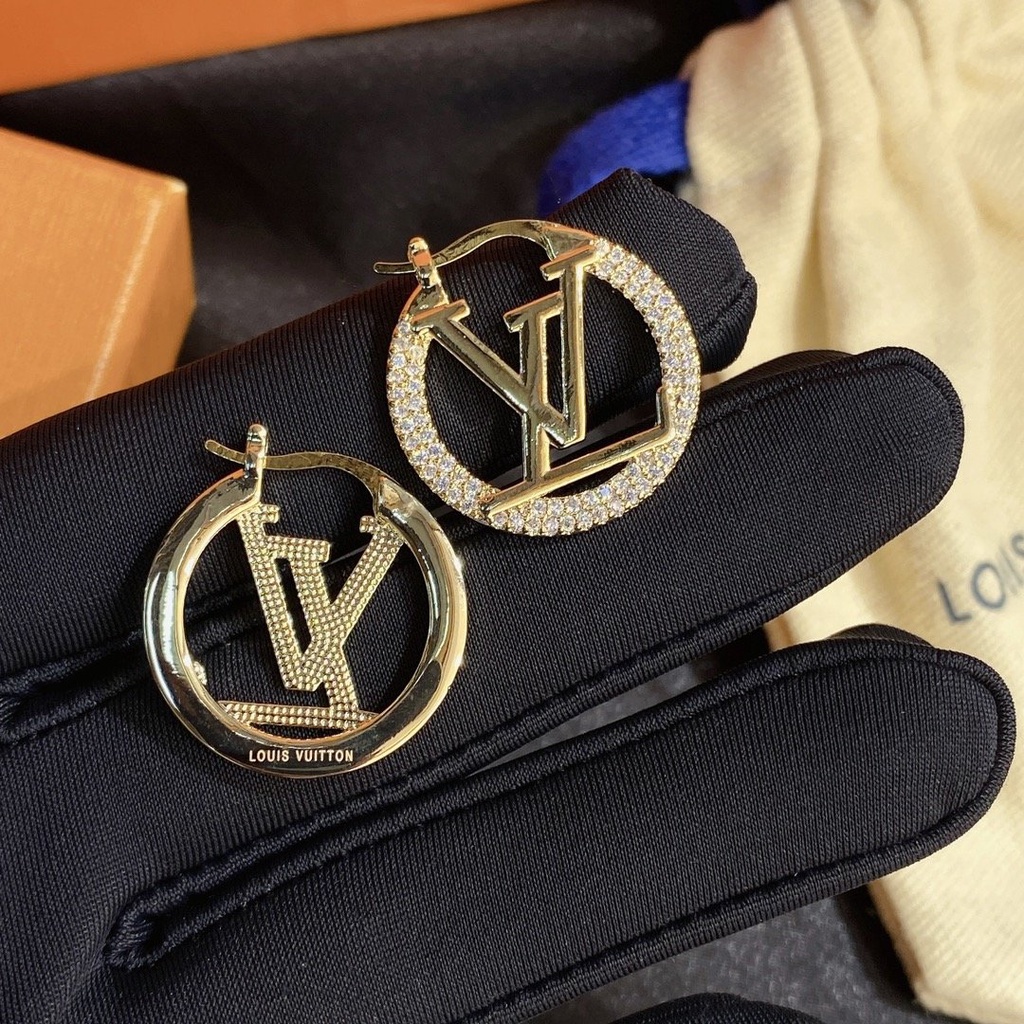 Pendientes LV De Acero De Titanio Con Letras Logo Louis Vuitton Aretes De  Aro Joyería Para Mujer