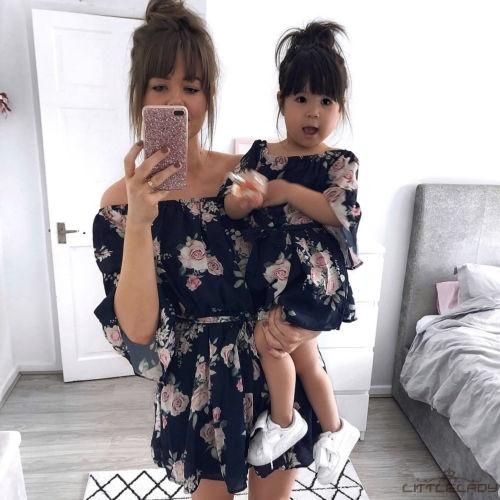 Vestido Familiar Madre E Hija Ropa Floral Para Niñas A Juego