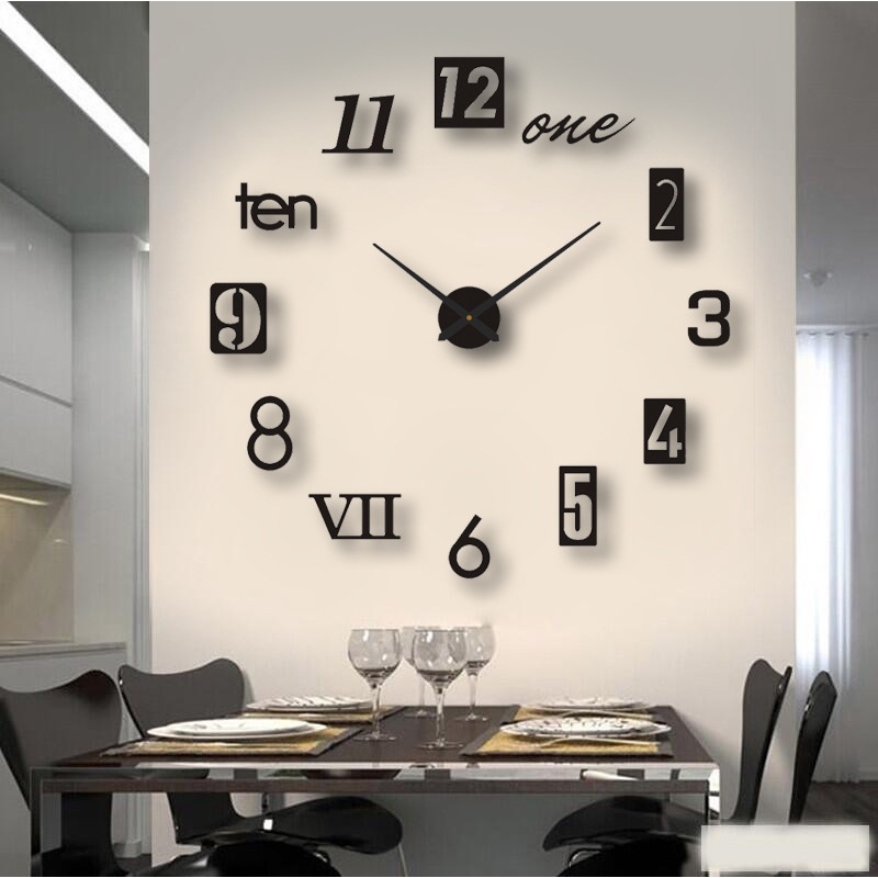 Reloj de pared 3D DIY sin marco, números romanos, espejo de superficie,  adhesivo de pared, decoración del hogar, decoración extraíble para el  hogar