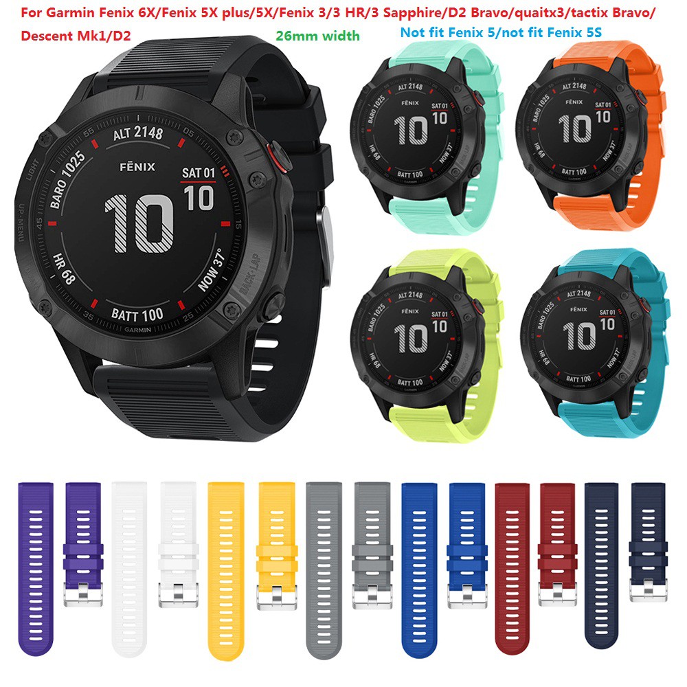 Para Garmin Fenix 6X Pro Correa de reloj de silicona con textura horizontal  de 26 mm