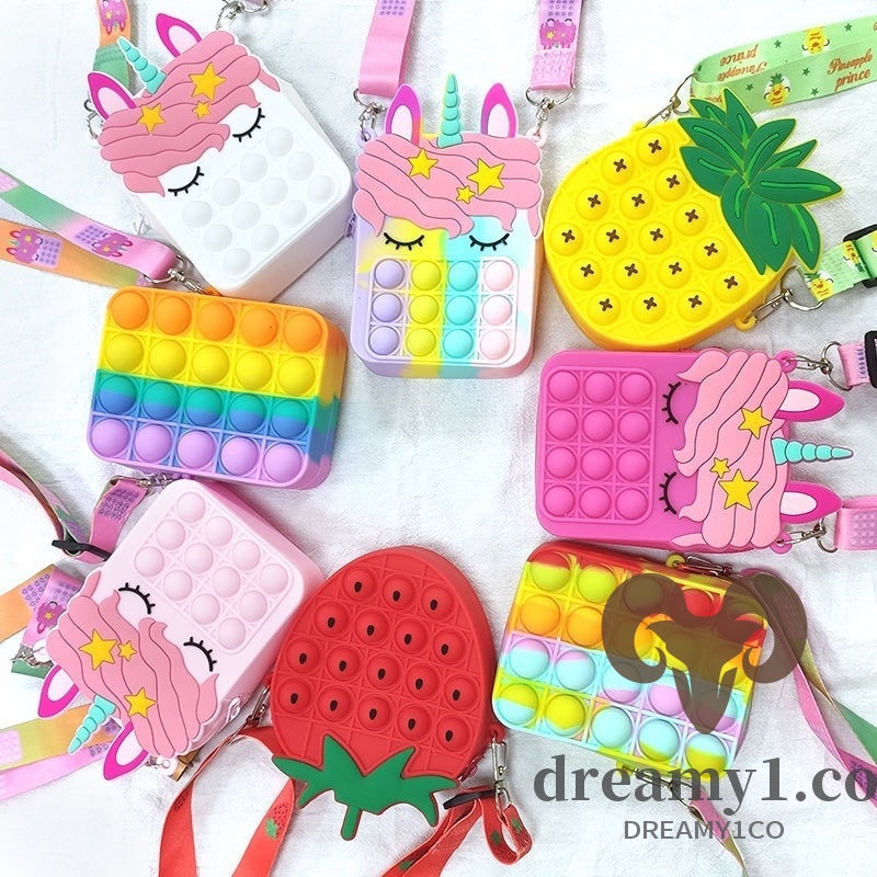 Pop It Fidget Bolsas Cruzadas De Unicornio Colorido Bolso De Hombro Bolso Mensajero/botilla