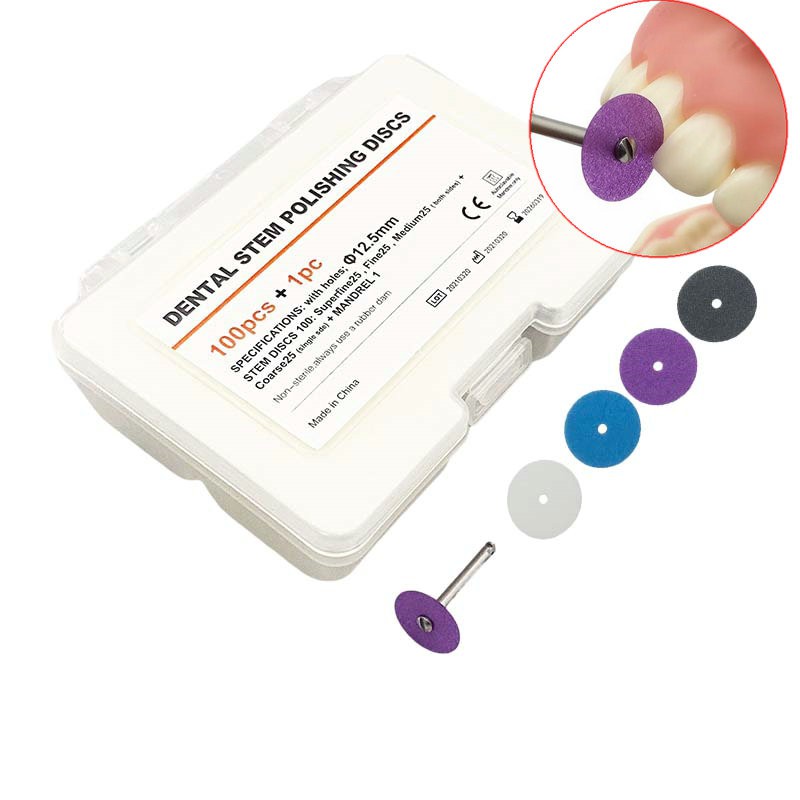 100pcs Dental Doubleside Sand Discs Stem Polishing Composite Disc with