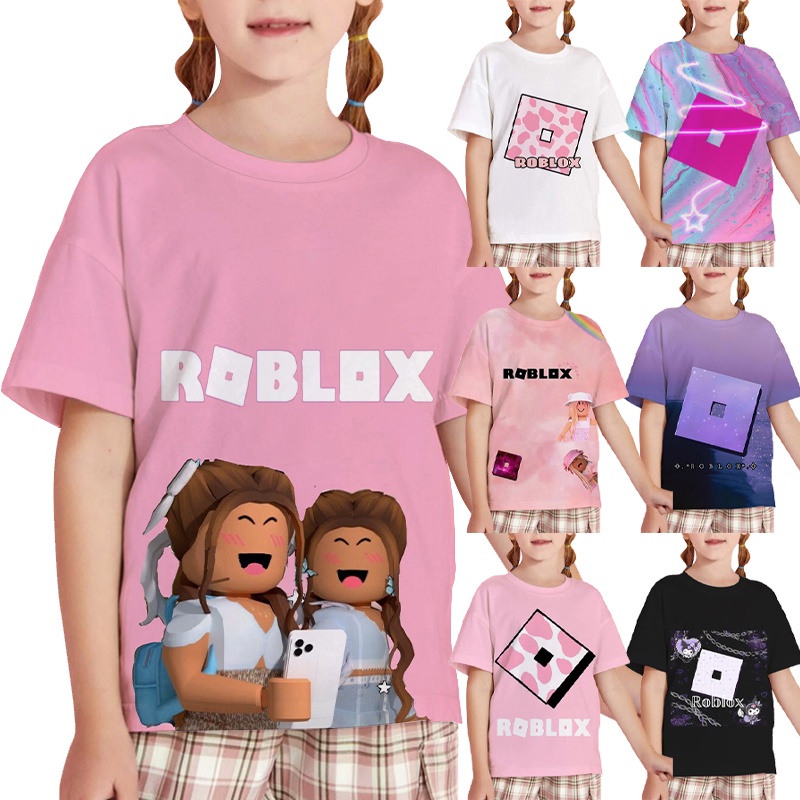 3 14 Anos De Edad Roblox Ninas Camiseta Patron Impreso Camisa Infantil Diario Manga Corta Shopee Colombia