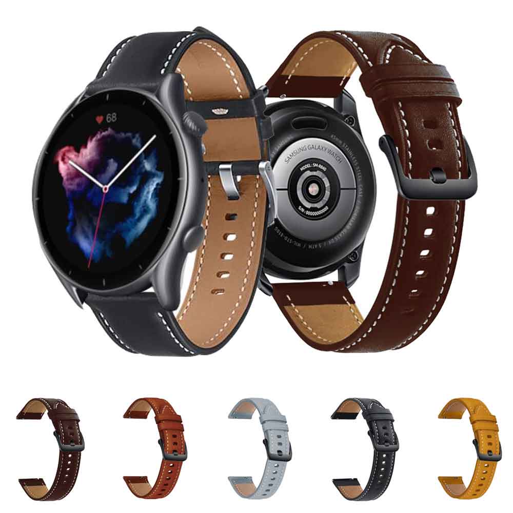 Correas De Cuero De 22mm Para Amazfit Gtr, Samsung Galaxy