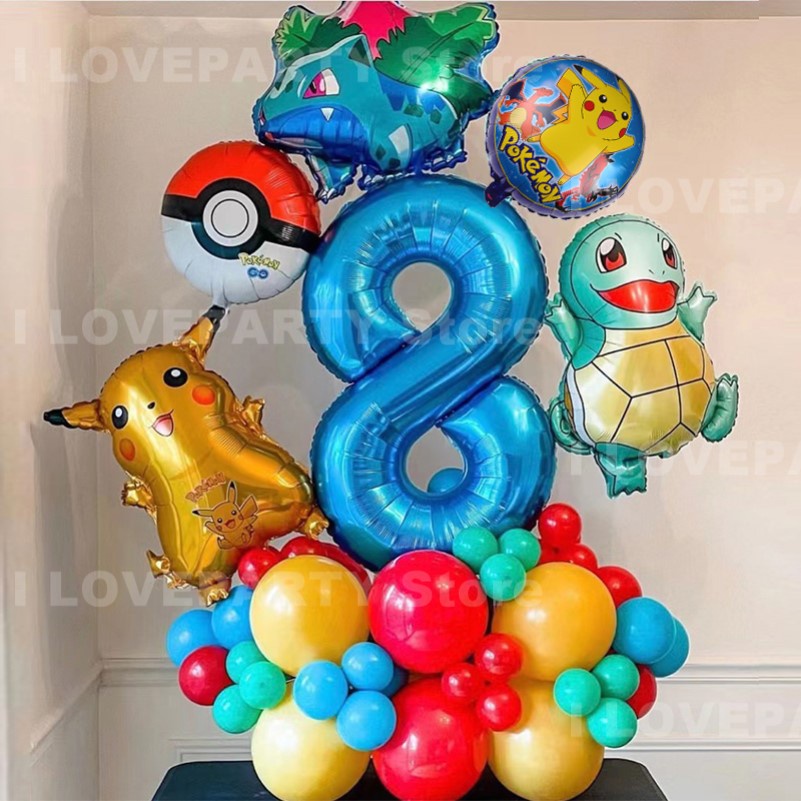 Decoración de fiesta de cumpleaños con temática de Pokémon Pikachu