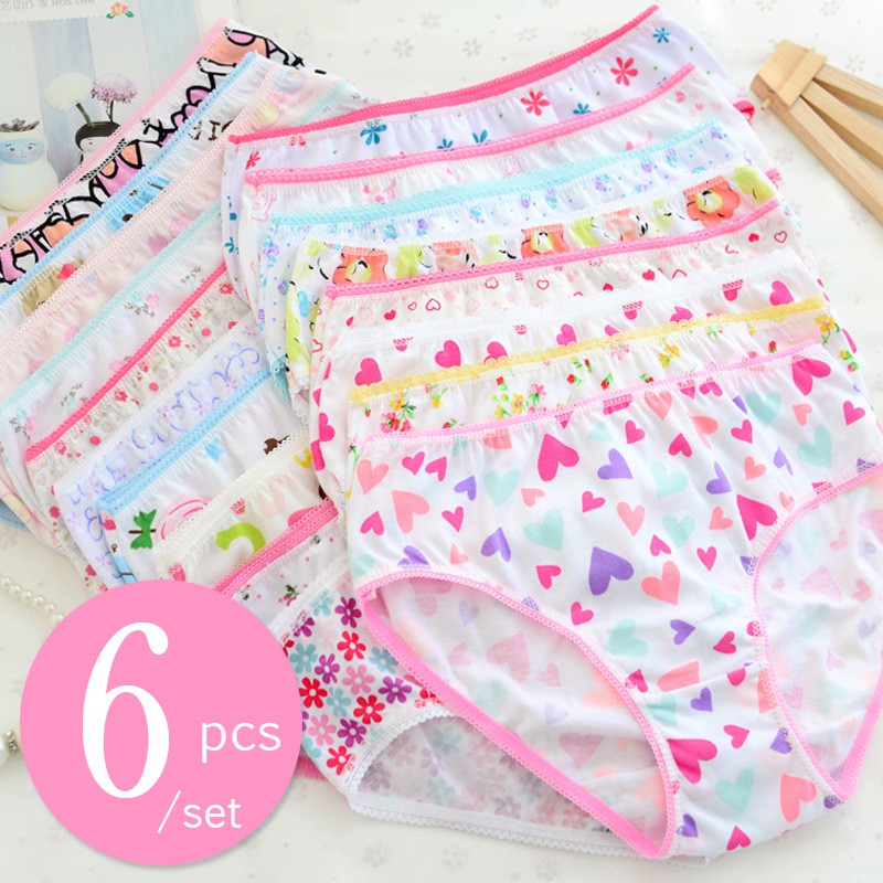 6 Unids/Set Ropa Interior Para Bebé Niña Bragas De Algodón Para