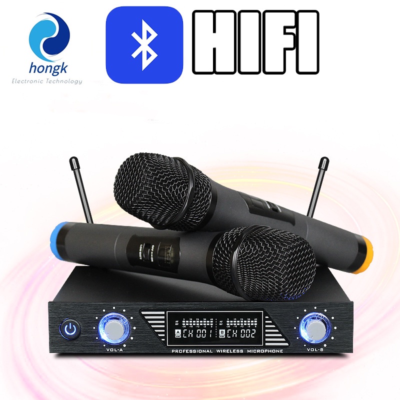 hongk micrófono inalámbrico profesional para el hogar tv ordenador karaoke micrófono  inalámbrico uno para dos micrófonos inalámbricos