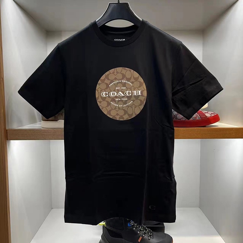 Camiseta Coach Cuello Redondo Manga Corta Jersey Estampado Clásico Algodón  Moda Nuevo