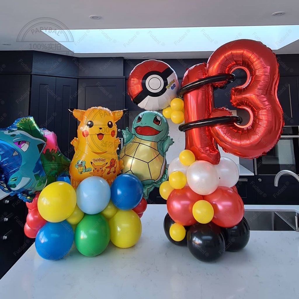 Respuesta a @brendaafigueroa decoración de fiesta con globo tema Poké, Balloon Decor