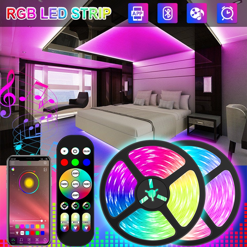 Tira de luces LED con Bluetooth y USB, cinta de diodo Flexible