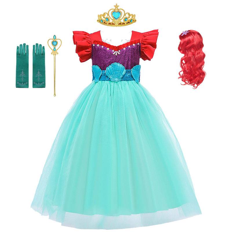 Niñas Sirenita Ariel Princesa Vestido Cosplay Niños Para Niña Fancy Verde  Sirena Halloween Fiesta De Cumpleaños