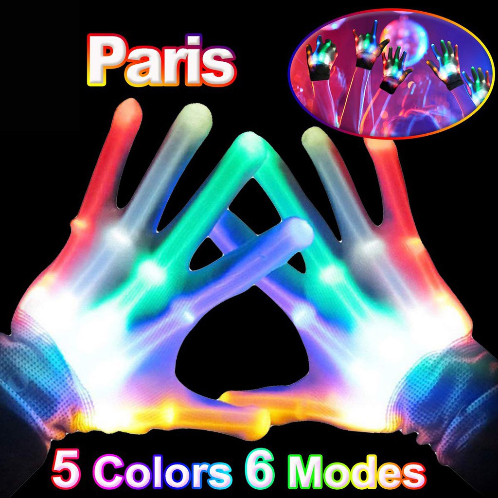 3 Pares De Guantes Led Coloridos Que Brillan En La Oscuridad