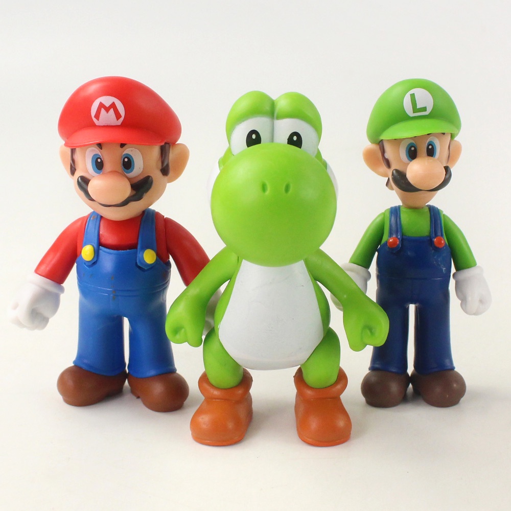 6 pz/lotto 3-7cm Super Mario Bros PVC Action Figure giocattoli bambole modello Set Luigi Yoshi Donkey Kong fungo per bambini regali di compleanno / Action figure e giocattoli