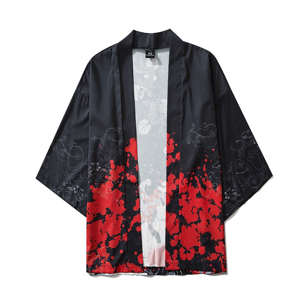 Lansman] verano japonés de cinco puntos mangas Kimono hombre y mujer capa  Jacke Top blusa