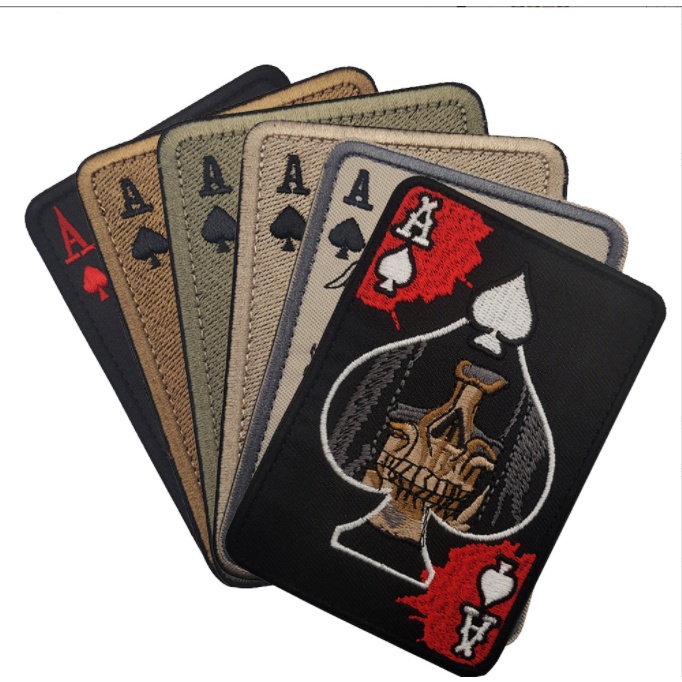 Parche De Velcro Personalizado] Picas A Poker 三维 Bordado Parche De Velcro  A41 Insignia De Moral Táctica Calcomanía Brazalete Insignia De Velcro