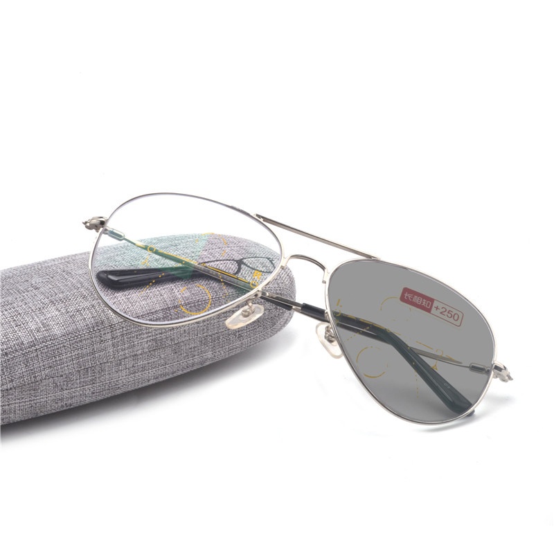 Gafas de lectura con lente gris fotocromática Presbicia para hombres, marco  cuadrado casual con marco de luz TR90