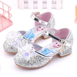 Nuevas sandalias de Disney para niñas, zapatos de princesa elsa de tacón  alto a la moda para niños, zapatos de cristal congelados, zapatos de