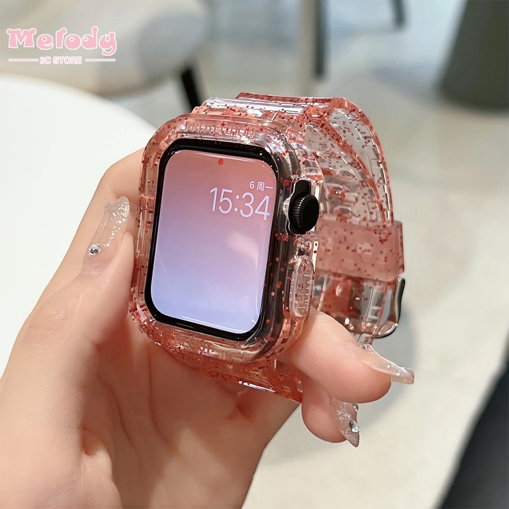 Correa De Glaciar Transparente Purpurina Para Smart Watch Series 7 6 SE 5 4 Funda Protectora Integrada Para iwatch 45 44 42 41 40 38mm Shopee Colombia