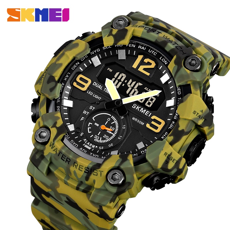 SKMEI-relojes militares de lujo para hombre, pulsera Digital LED  electrónica, resistente al agua, para deportes